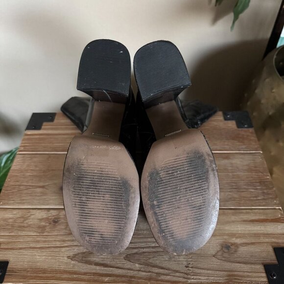 TOPSHOP Black Genuine Leather Goth Rave Electric Platform Boots Size 39/ US 8.5 - Picture 12 of 15